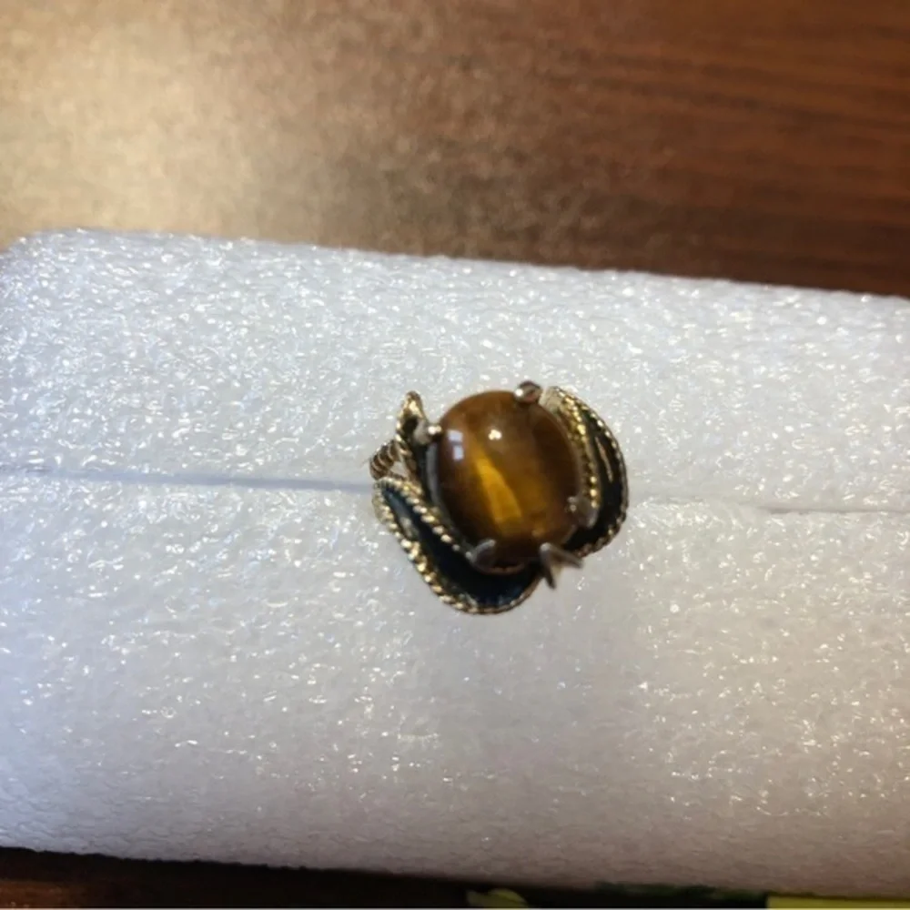 Antique tiger eye twist rope‎ band ring